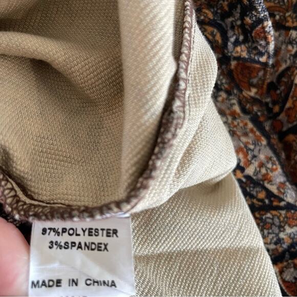 Princess Polly Bell Bottom Paisley Pants Size 4 Corduroy Brown 70s Retro - Picture 6 of 6